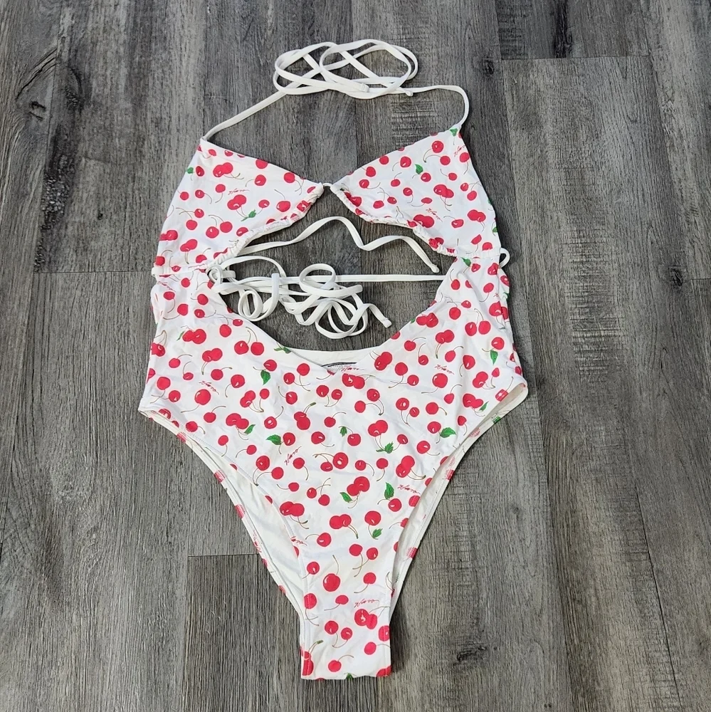 New!Frankie's Bikinis x Sydney Sweeney Gemma‎ Cherry-Print cut-out Swimsuit